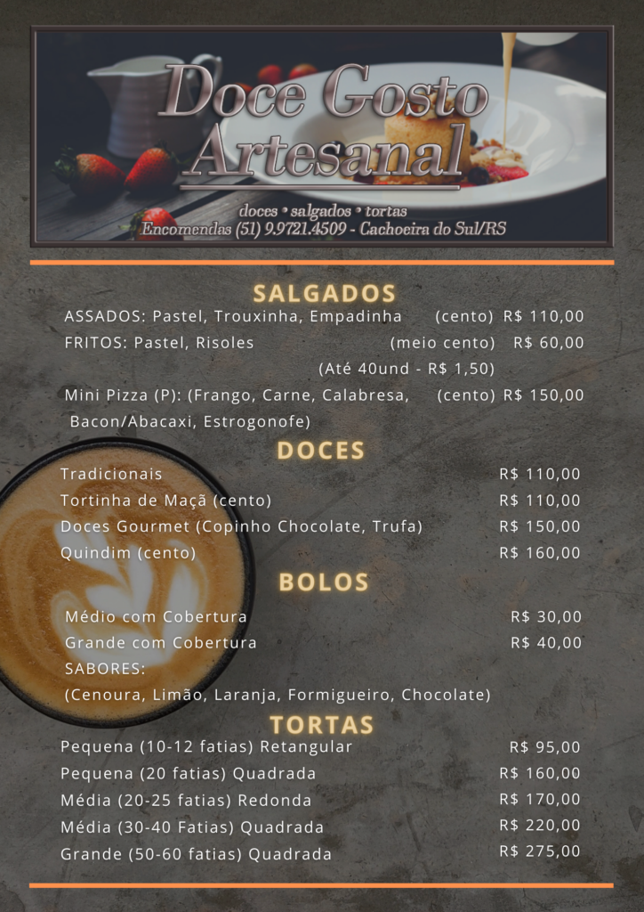 Cardápio, Menu 2024